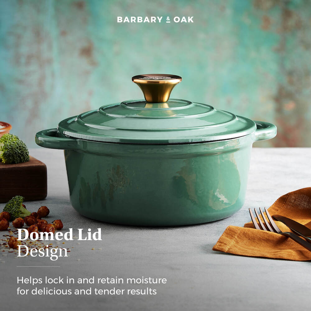 Barbary & Oak Foundry 20cm Cast Iron Casserole Pot - Green