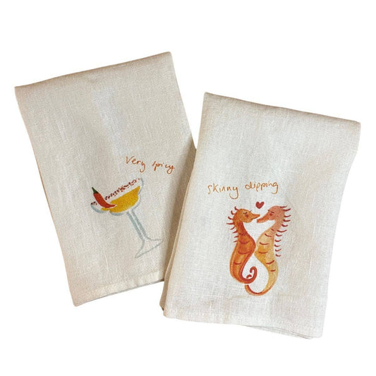 Skinny Dipping & Spicy Margs - Linen Napkin Set of 2