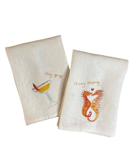 Skinny Dipping & Spicy Margs - Linen Napkin Set of 2