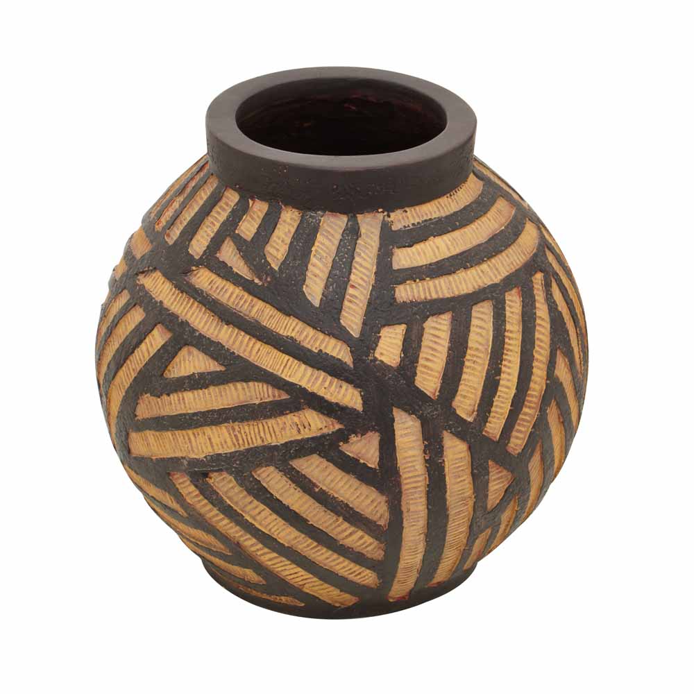 Round Black and Natural Planter 31.5cm