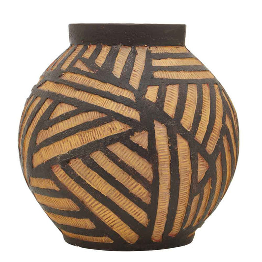 Round Black and Natural Planter 31.5cm