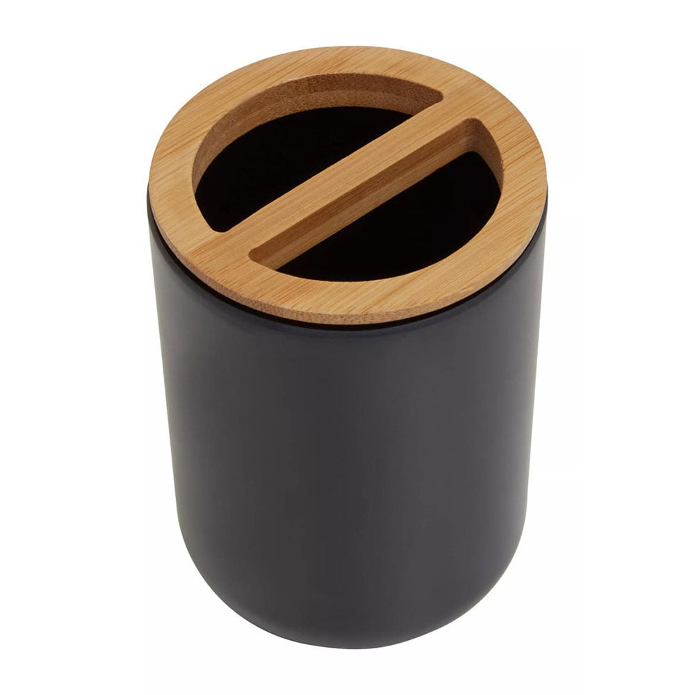 Black And Bamboo Tooth Brush Tumbler