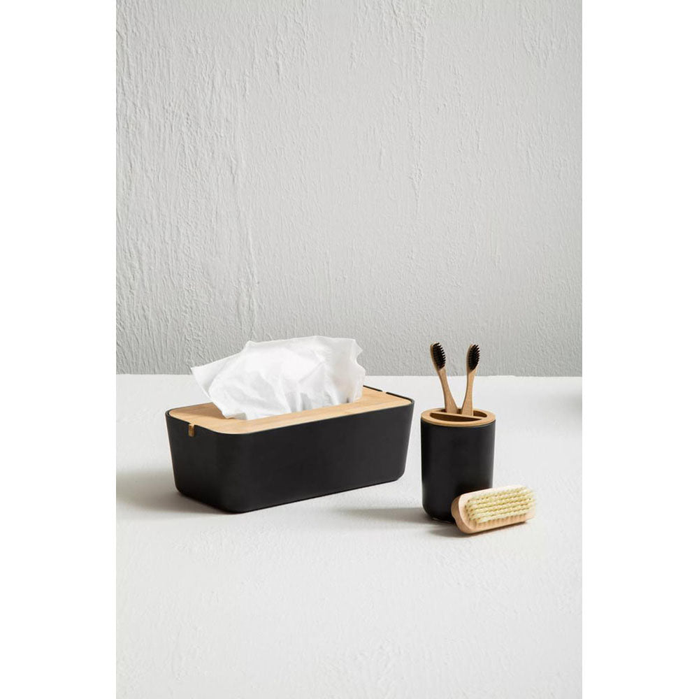 Black And Bamboo Tooth Brush Tumbler