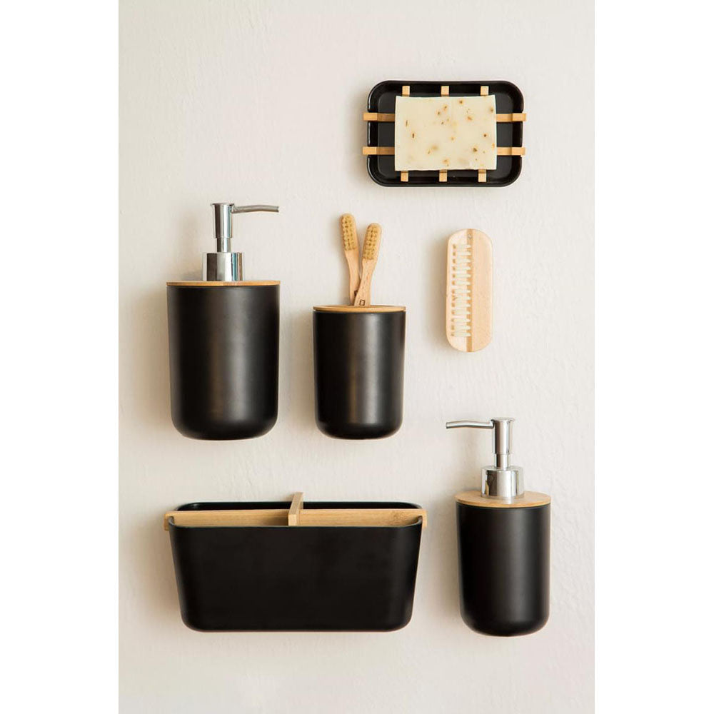 Black And Bamboo Tooth Brush Tumbler