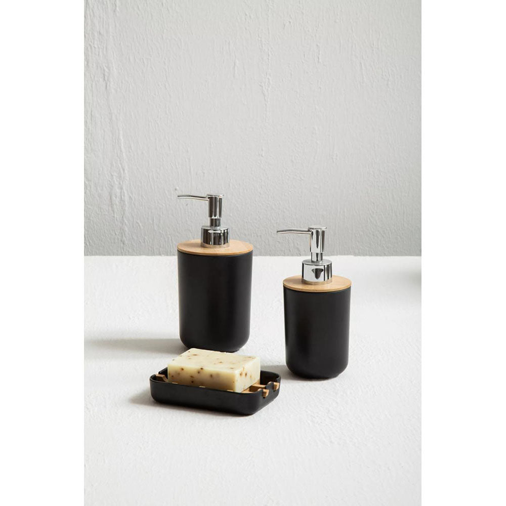 Black And Bamboo Soap Dispenser