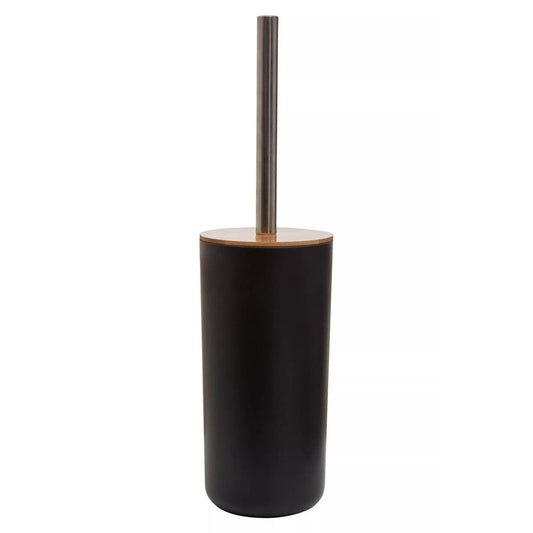 Black And Bamboo Toilet Brush Holder