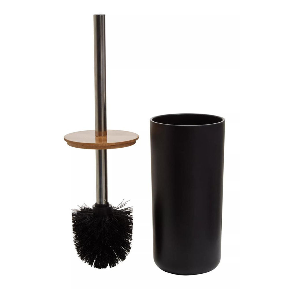 Black And Bamboo Toilet Brush Holder