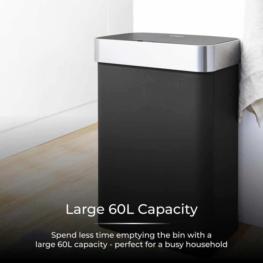 Tower 60L Compact Sensor Bin - Black