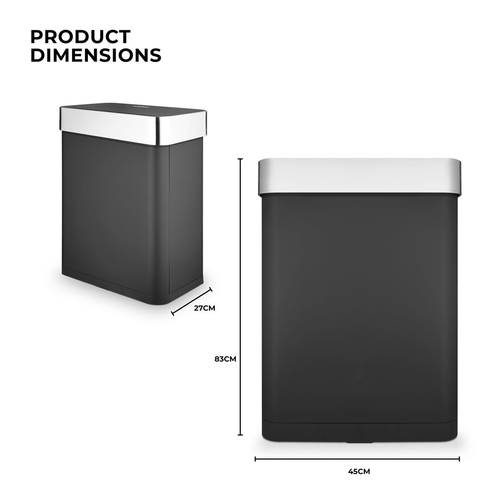 Tower 60L Compact Sensor Bin - Black