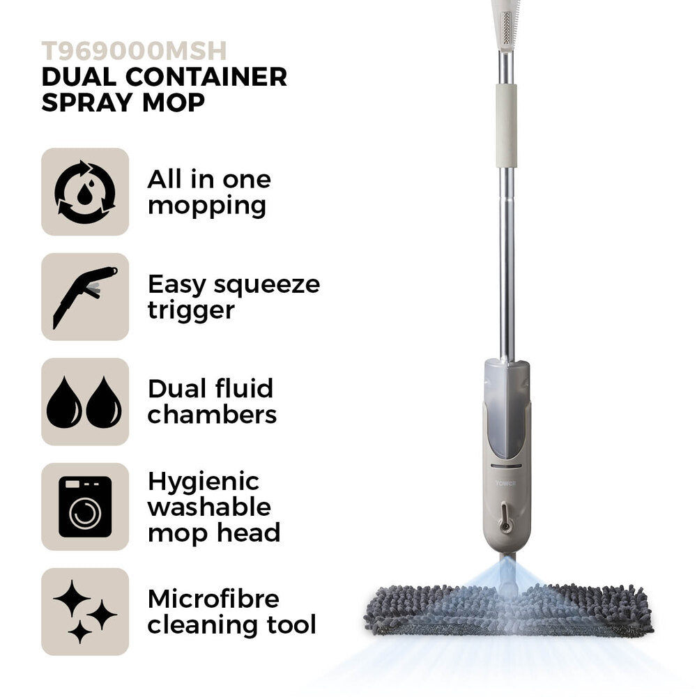 Tower Dual Container Spray Mop - Latte