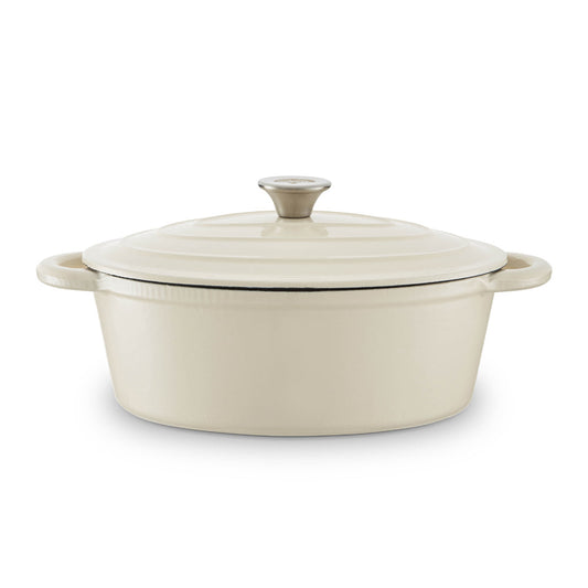 Barbary & Oak Foundry Oval 29cm Cast Iron Casserole Pot - Cream