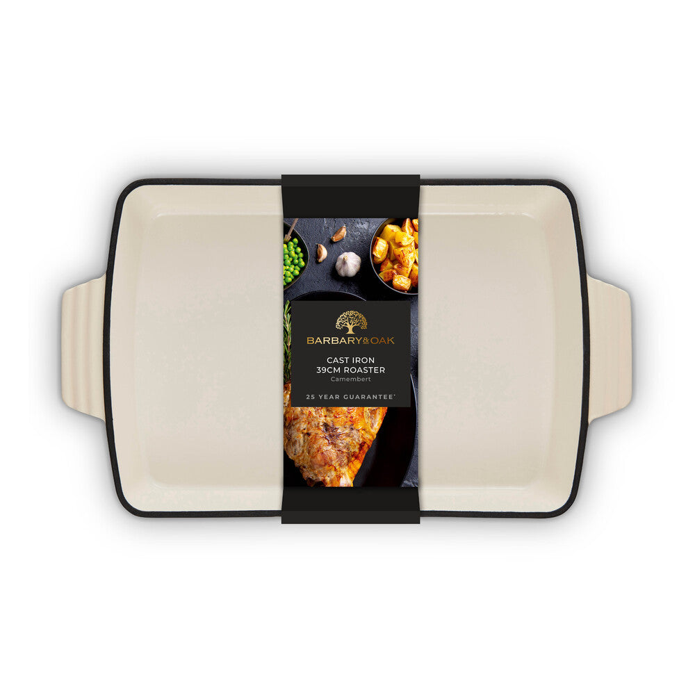 Barbary & Oak Foundry 39cm Cast Iron Roaster - Cream