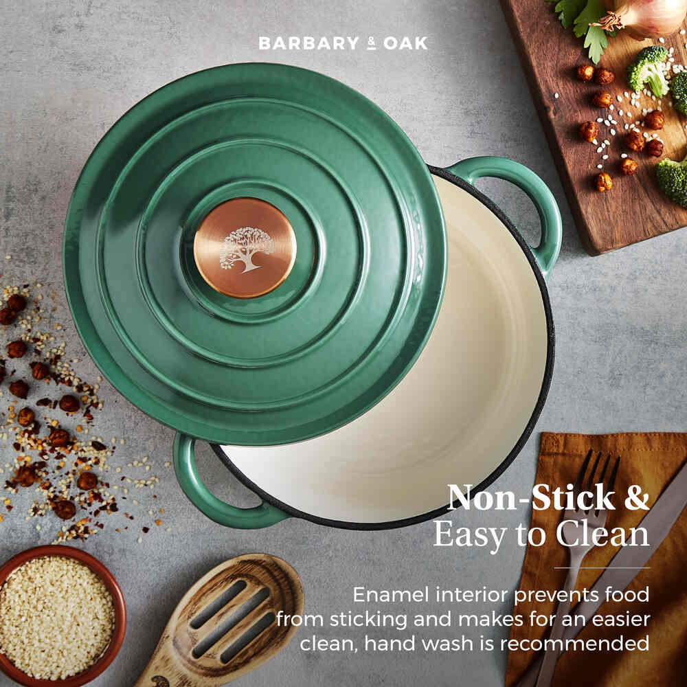 Barbary & Oak Foundry 20cm Cast Iron Casserole Pot - Green