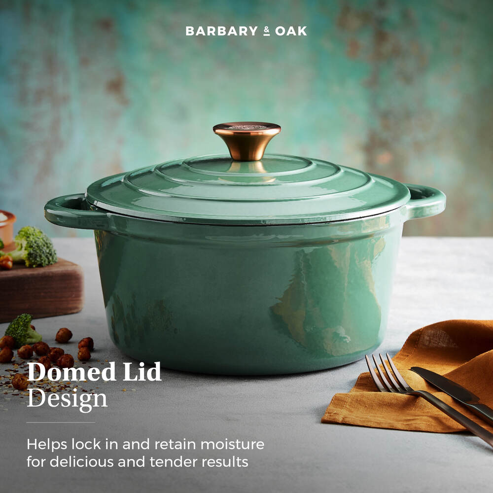 Barbary & Oak Foundry 24cm Cast Iron Casserole Pot - Green
