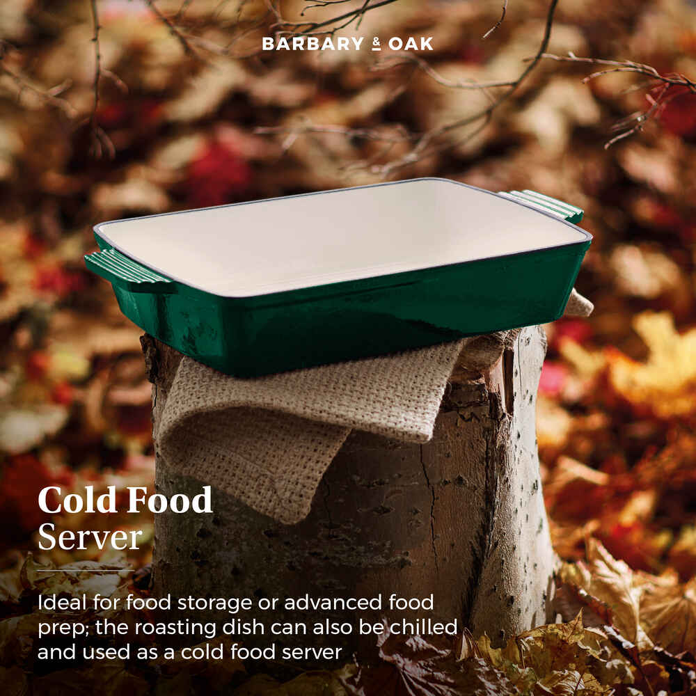 Barbary & Oak Foundry 39cm Cast Iron Roaster - Green