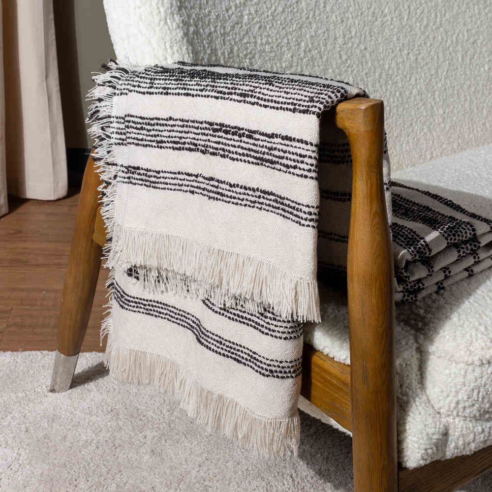 Jour Linear Woven Throw - Natural