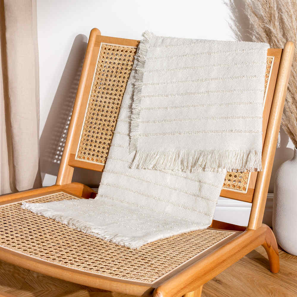 Hazie Linear Woven Throw - Natural