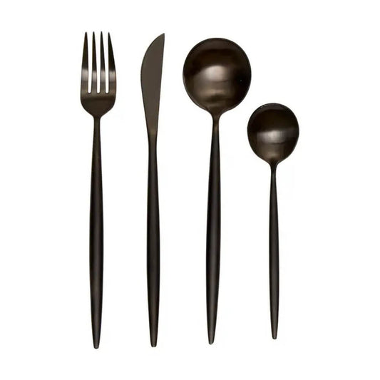 Cutlery Set Slim Finish Matt Black - 16 Piece