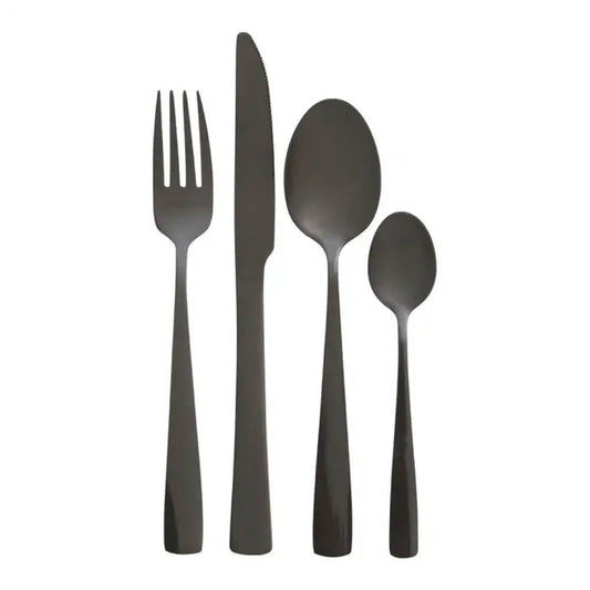 Cutlery Set Wide Matt Black Finish - 16 Piece