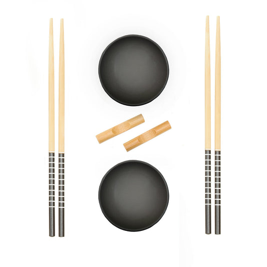 Black Ceramic Sushi Set - 6 Piece