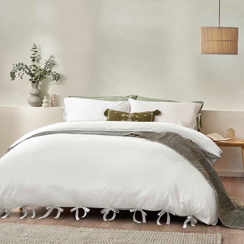 Mallow Bow Tie Duvet Cover Set - White