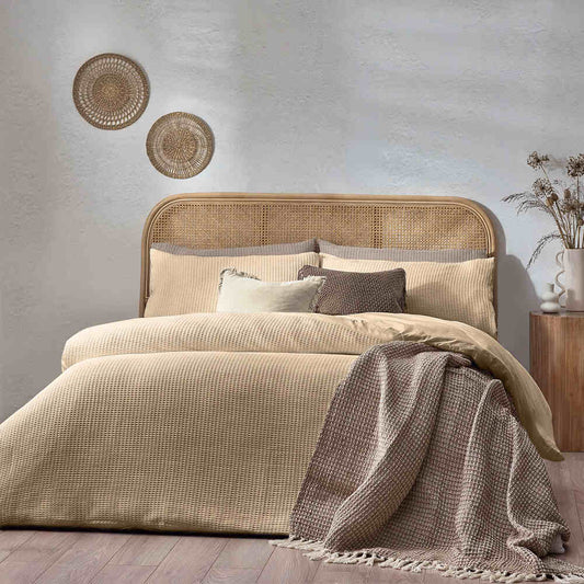 Chunky Waffle Duvet Cover Set - Stone