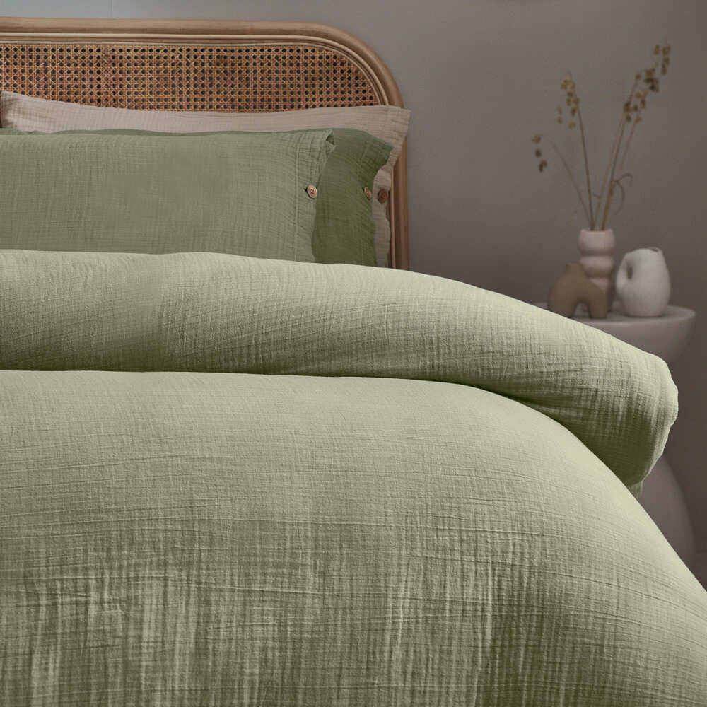 Soft Crepe Lark Duvet Cover Set - Sage