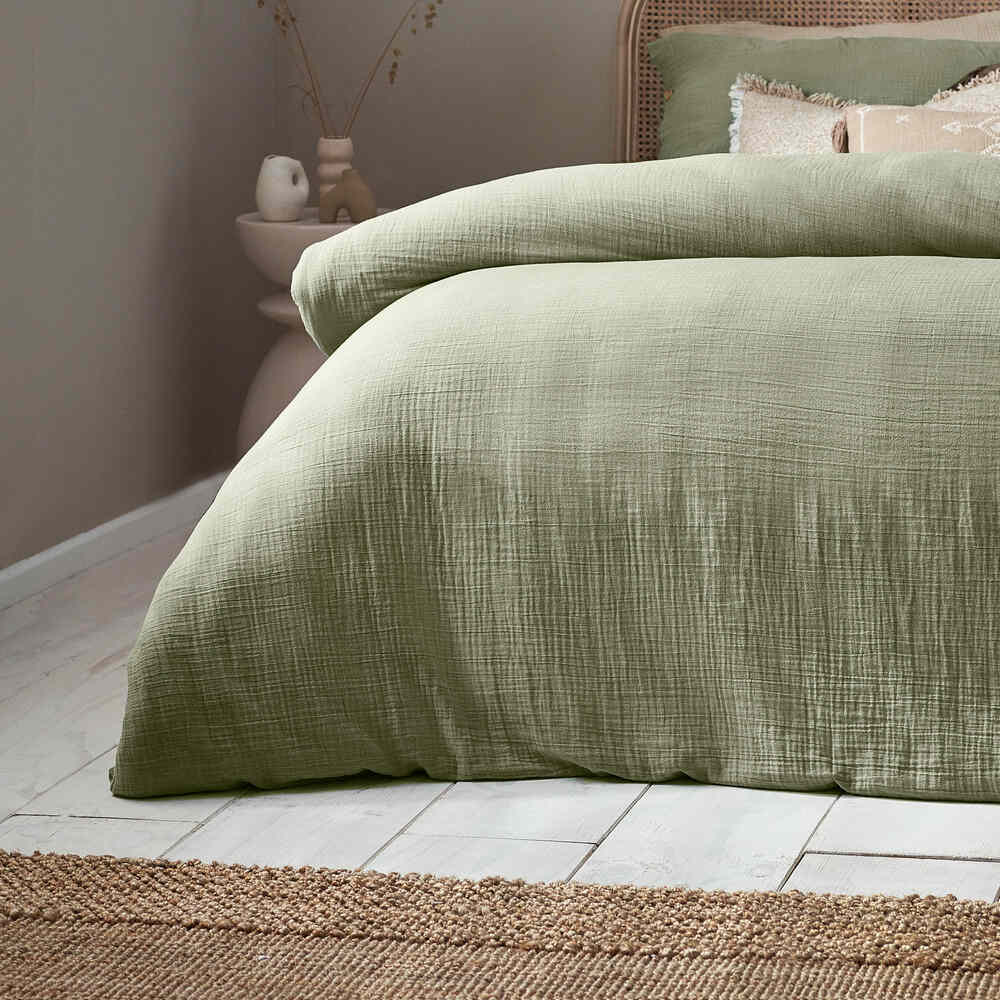 Soft Crepe Lark Duvet Cover Set - Sage