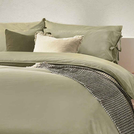 Mallow Bow Tie Duvet Cover Set - Sage