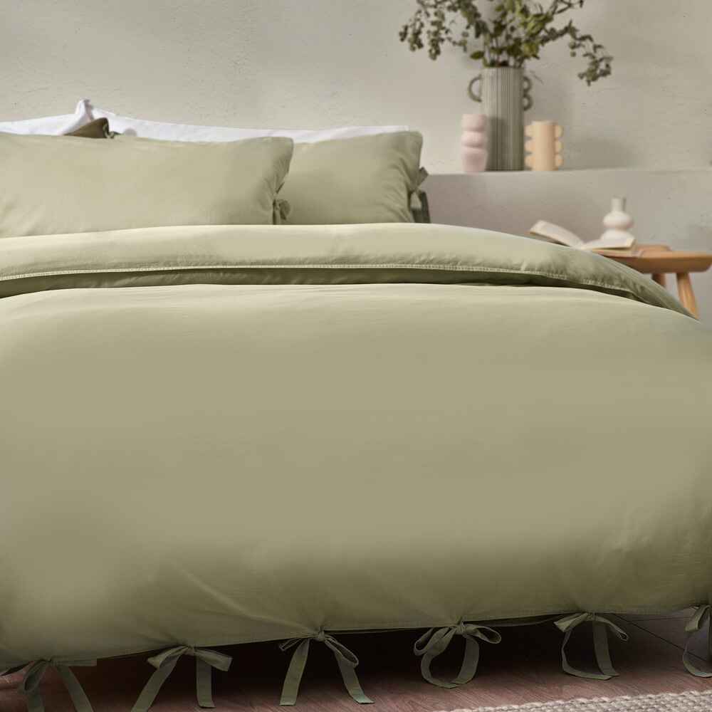 Mallow Bow Tie Duvet Cover Set - Sage