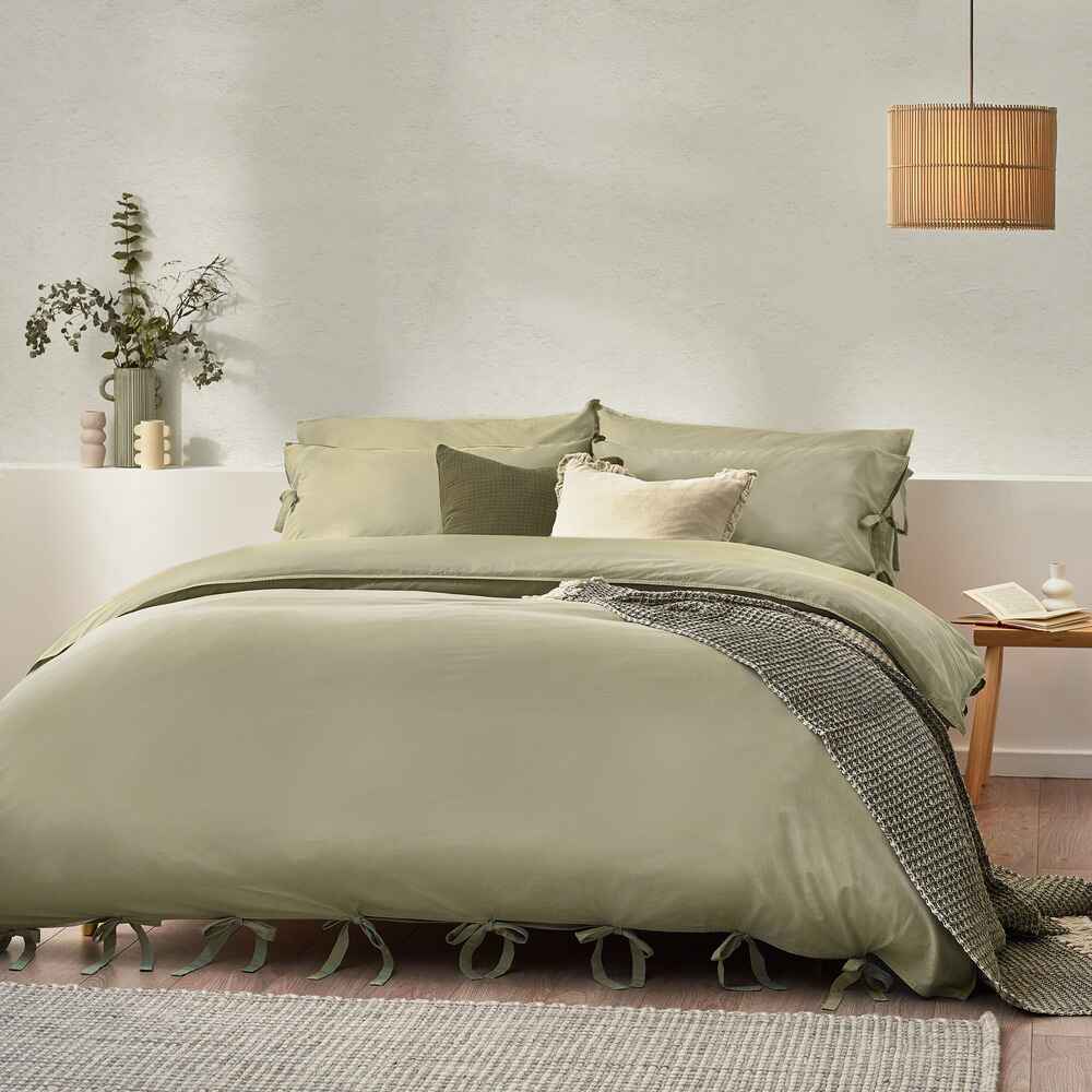 Mallow Bow Tie Duvet Cover Set - Sage