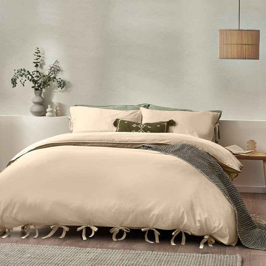 Mallow Bow Tie Duvet Cover Set - Linen