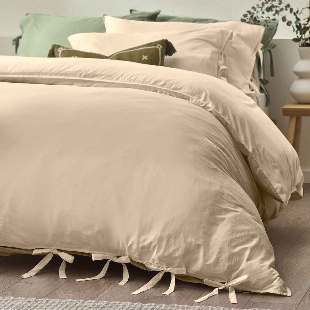 Mallow Bow Tie Duvet Cover Set - Linen