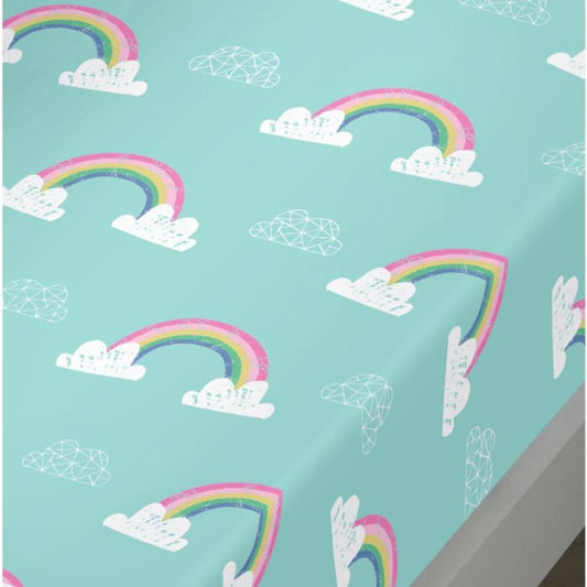 Rainbow Unicorn Multi Colour  Fitted Sheet - Single