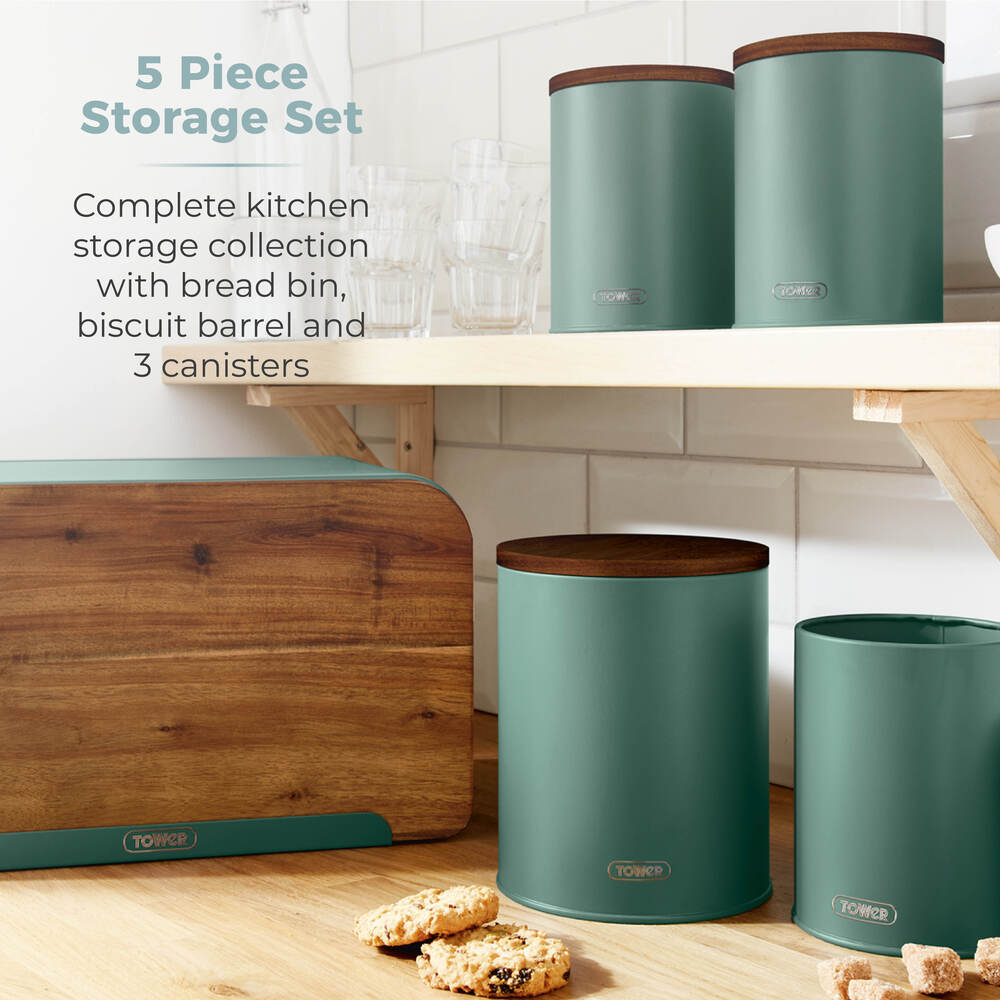 Tower Scandi 5 Piece Kitchen Storage Set - Sage