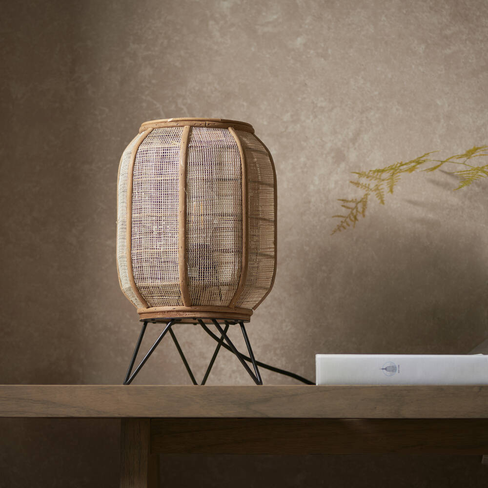 Zaire Handmade Wood & Linen Table Lamp 35cm