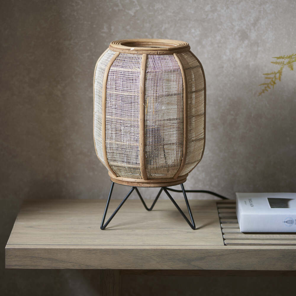 Zaire Handmade Wood & Linen Table Lamp 35cm