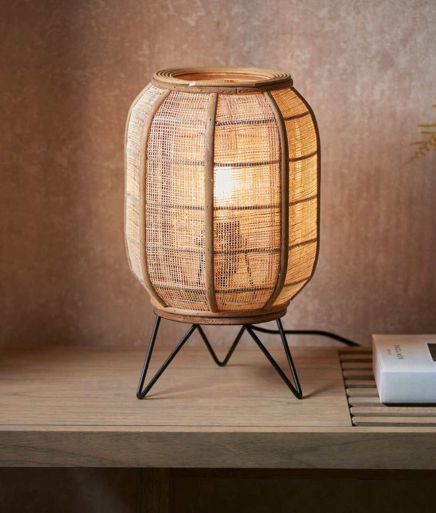 Zaire Handmade Wood & Linen Table Lamp 35cm