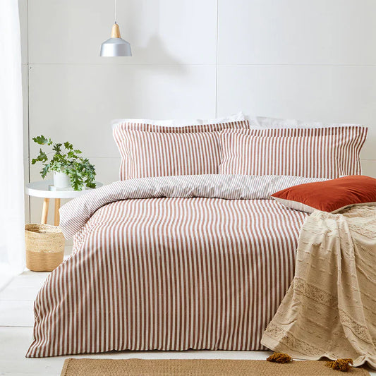 Hebden Stripe Pecan Duvet Cover Double