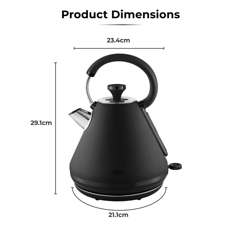 Tower Sera 3Kw Rapid Boil 1.7L Pyramid Kettle Smoke - Black