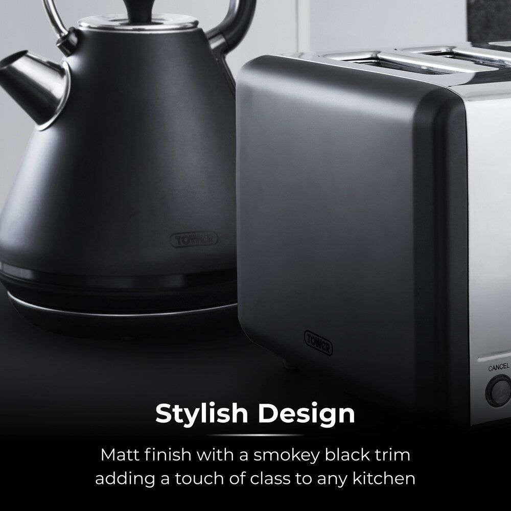 Tower Sera 4 Slice Toaster Smoke - Black