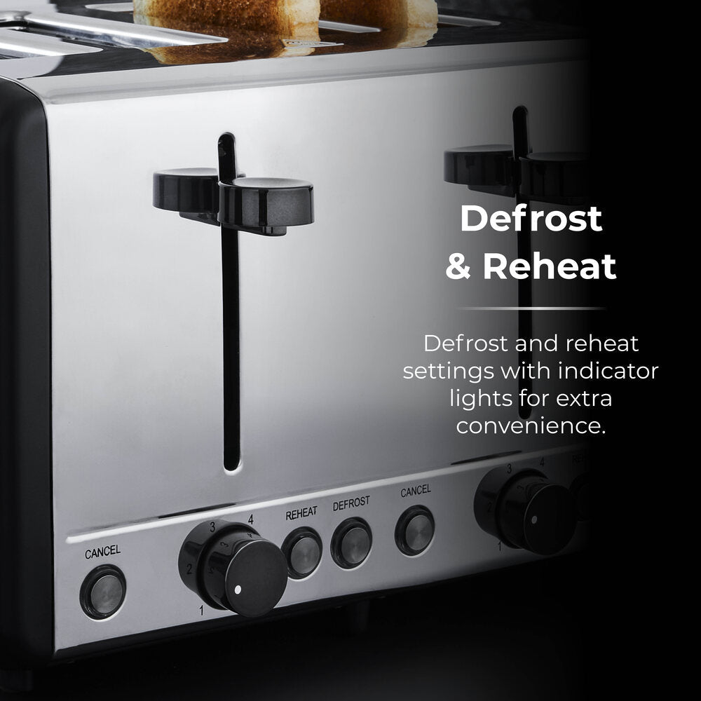 Tower Sera 4 Slice Toaster Smoke - Black