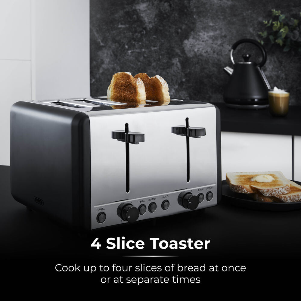 Tower Sera 4 Slice Toaster Smoke - Black