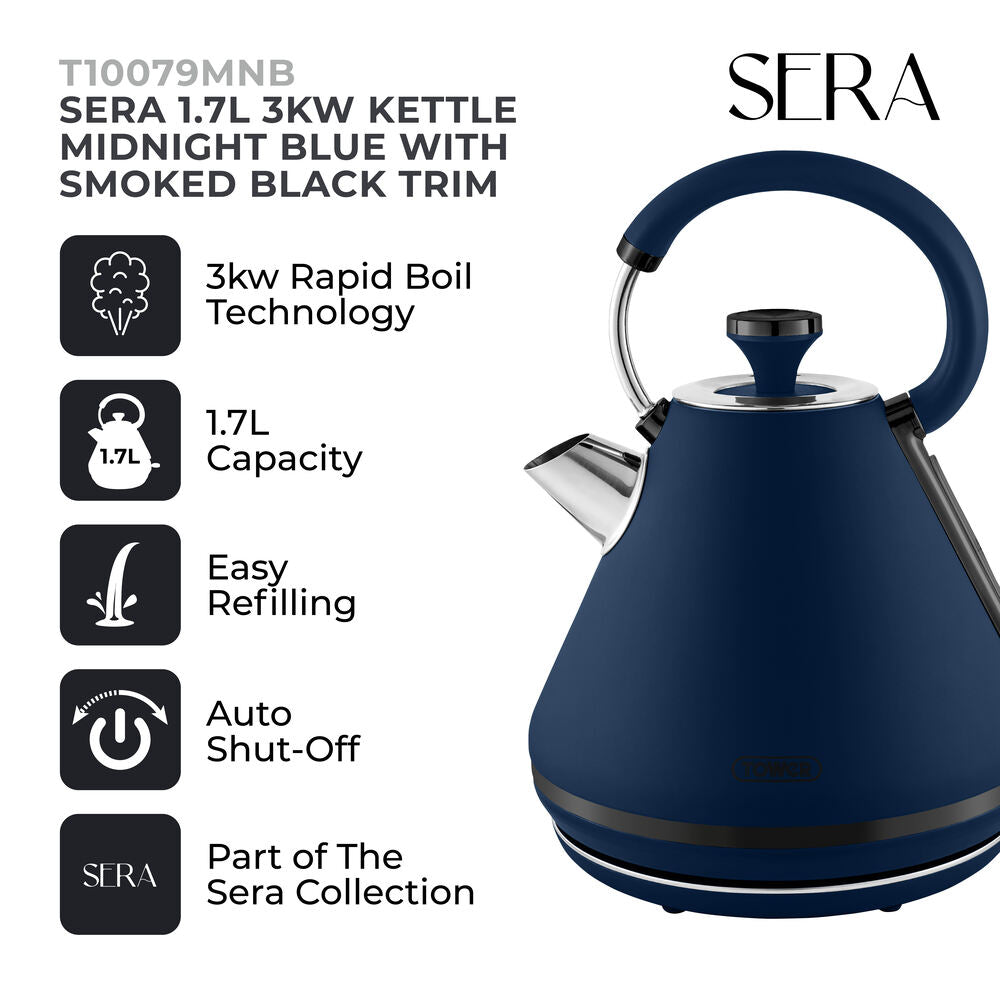 Tower Sera 1.7 Pyramid Kettle - Midnight Blue