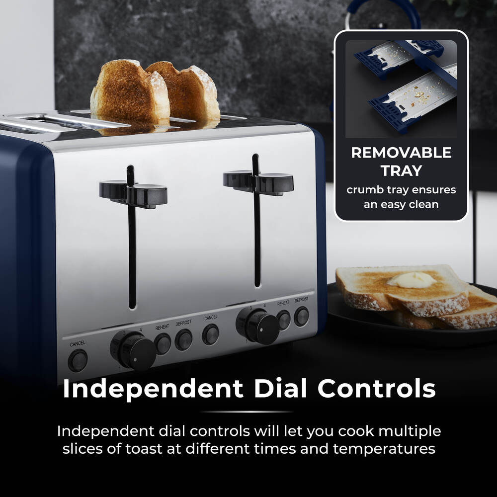 Tower Sera 4 Slice Toaster - Midnight Blue