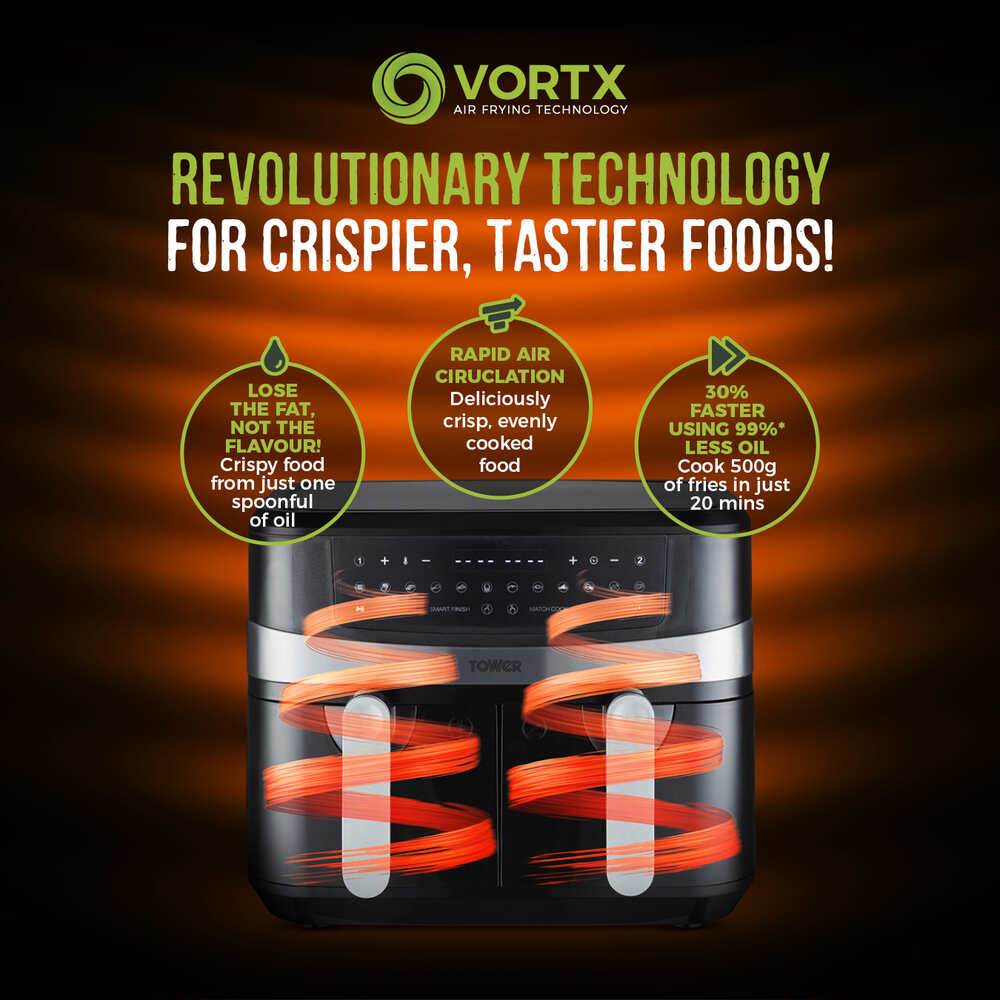 Tower Vortex 9L Dual Basket Air Fryer