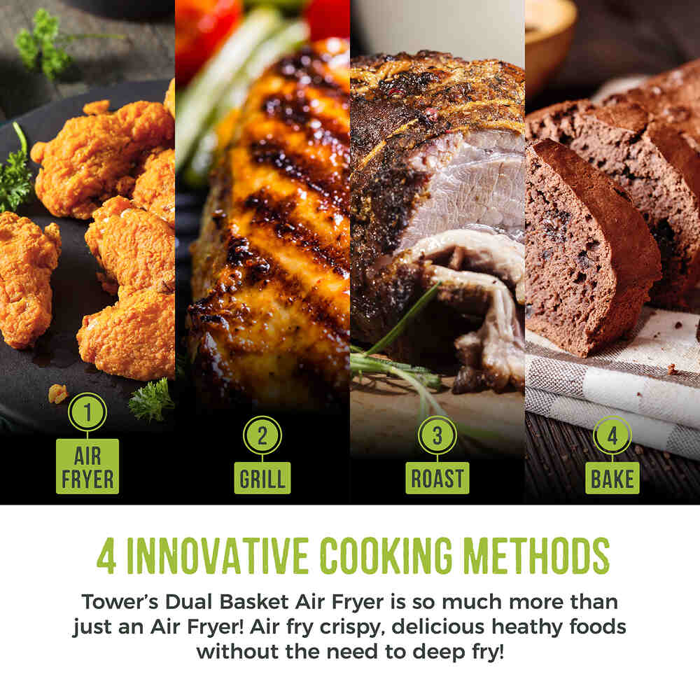 Tower Vortex Eco Dual Digital Air Fryer with 5.2L & 3.3L Drawers