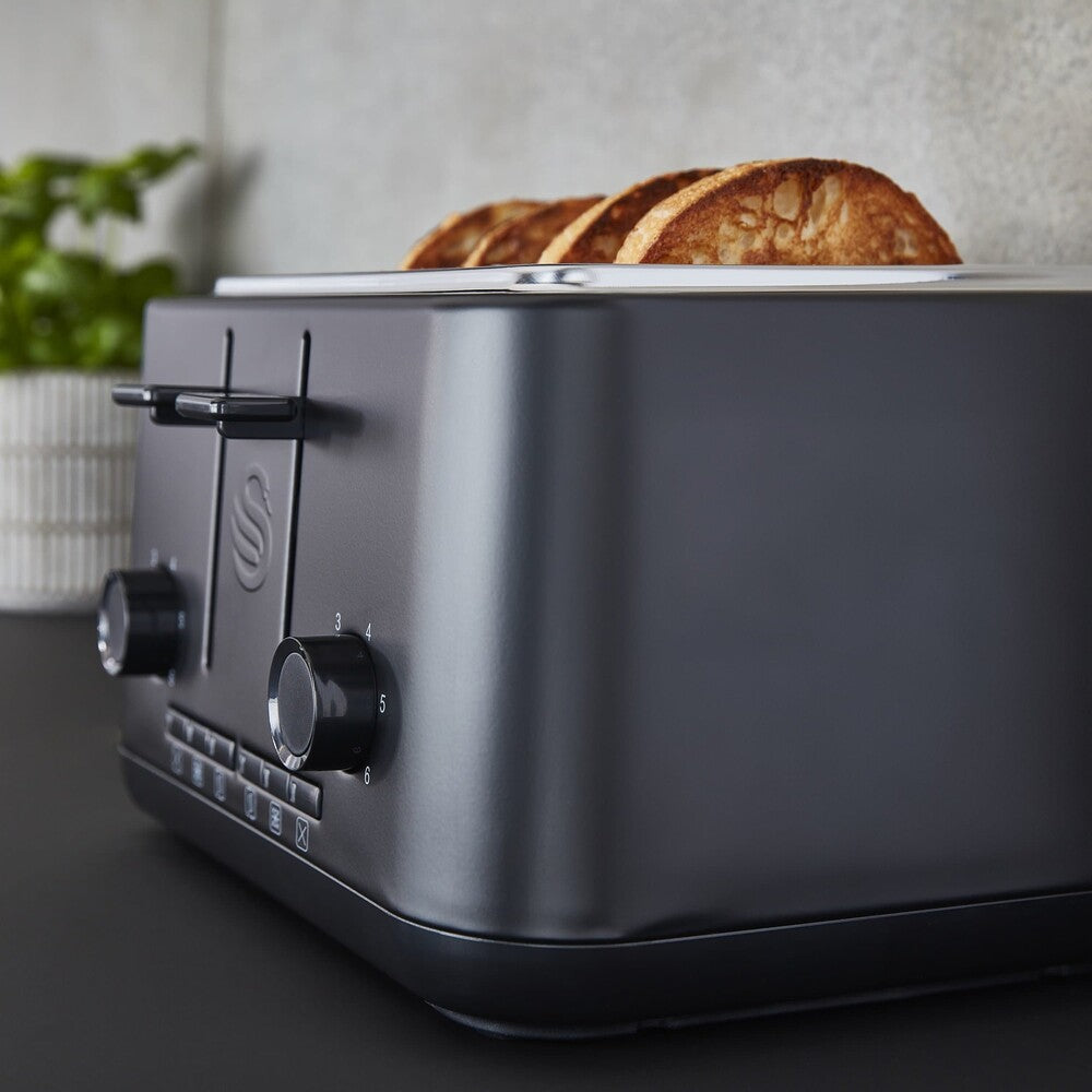 Swan Stealth 4 Slice Toaster - Matt Black Finish