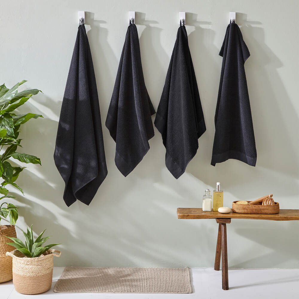 Textured Hand Towel - Black