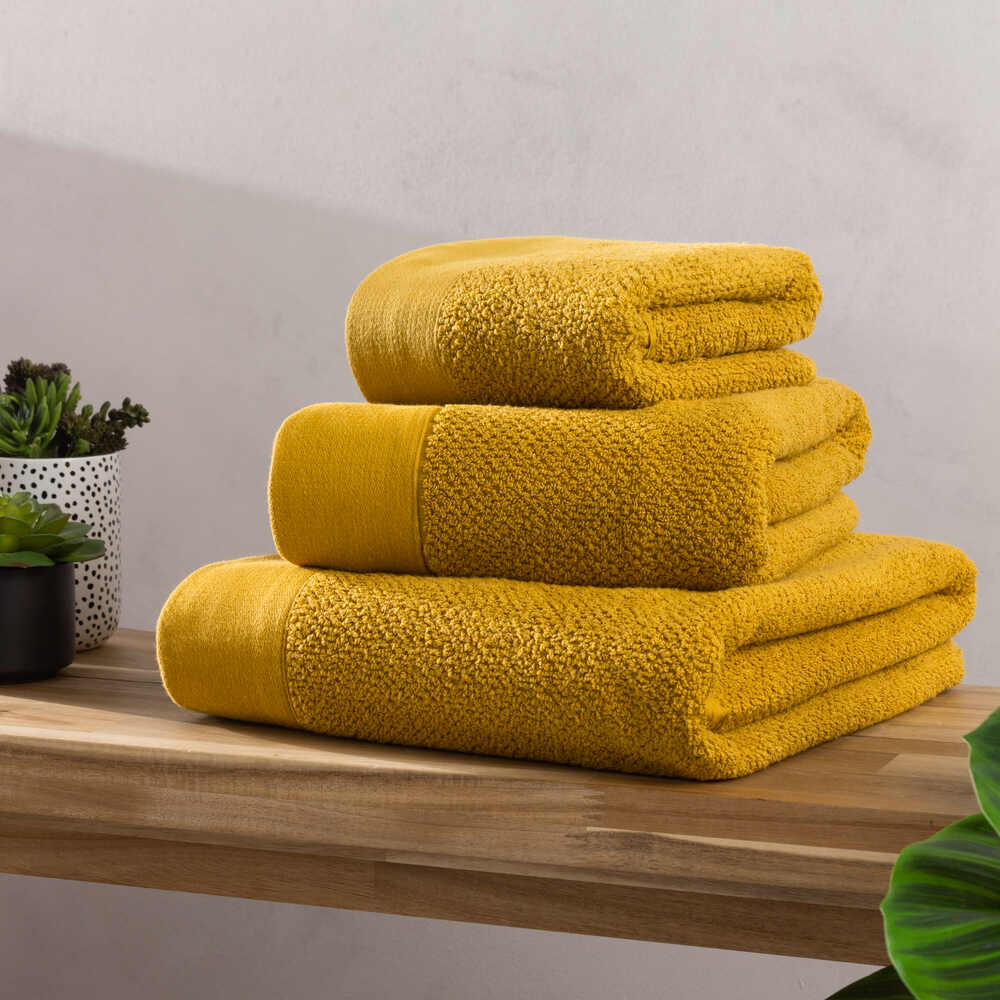 Textured Hand Towel - Ochre